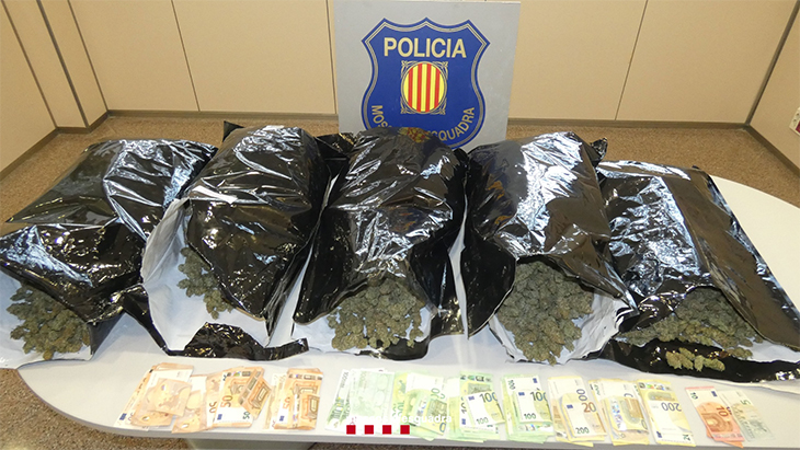 Detenen dos homes al Vendrell per tràfic de drogues quan transportaven 14 quilos de marihuana