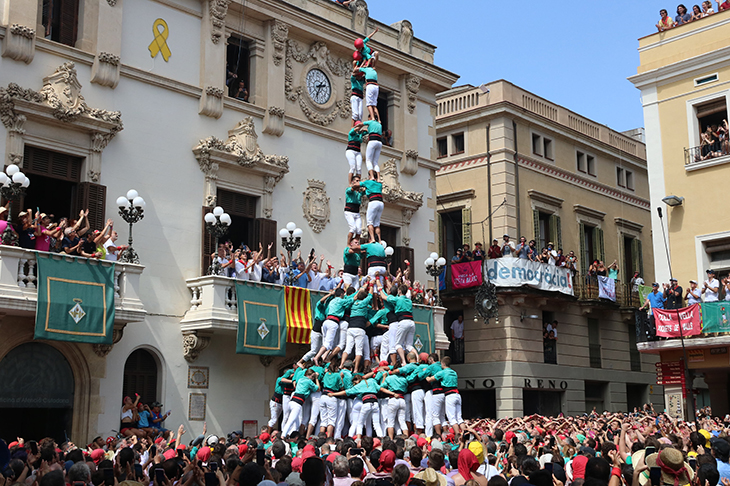 Castellers de Vilafranca, la Vella i la Jove dels Xiquets de Valls i Minyons de Terrassa, a la Diada de Sant Fèlix