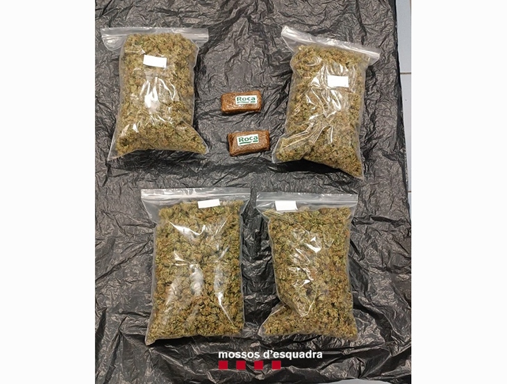 Detingut un home de 35 anys al Segrià per portar un quilo de cabdells de marihuana amagats sota el seient d'un vehicle